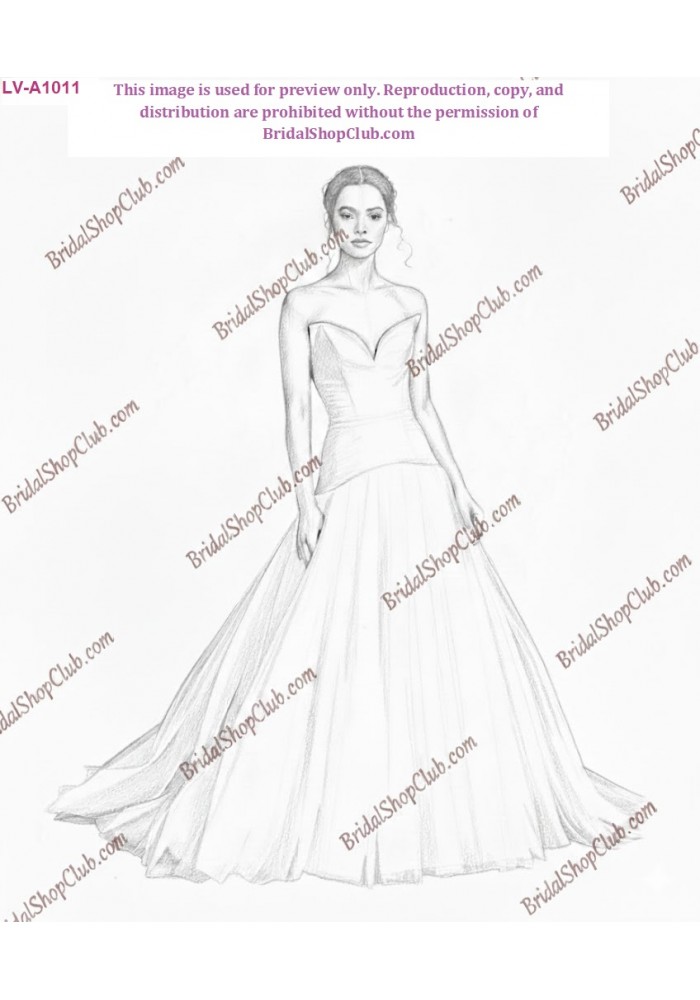 The Contessa Gown - Retro-Chic Crepe Corset Wedding Dress with Dramatic Tulle Train - LV-A1011