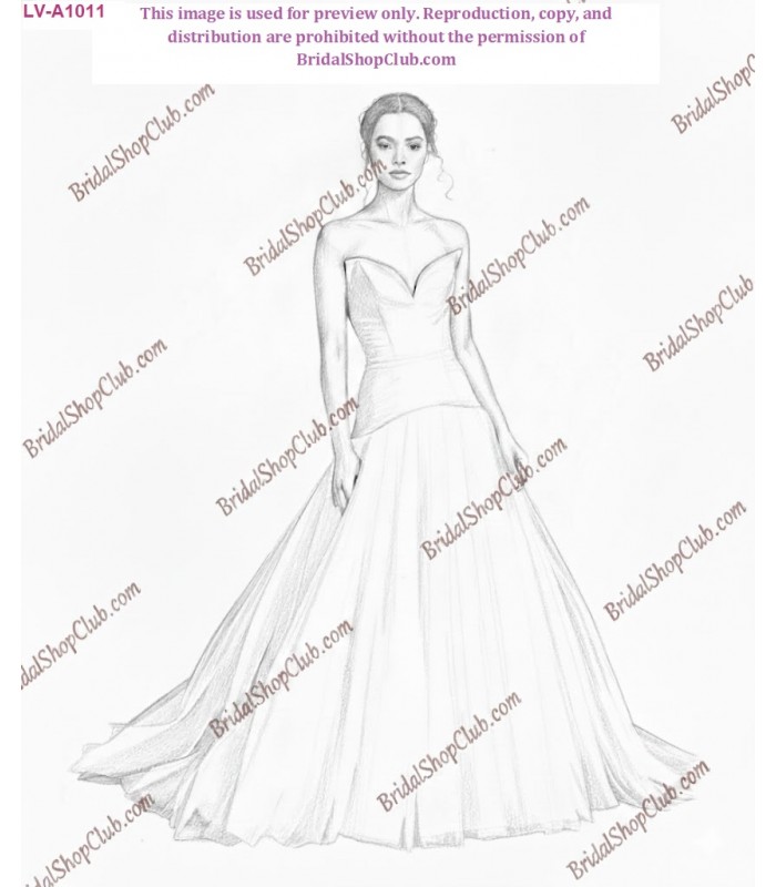 The Contessa Gown - Retro-Chic Crepe Corset Wedding Dress with Dramatic Tulle Train - LV-A1011