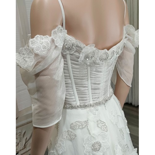 Wedding Dress -Luxury Embroidery Beaded 3-D Floral Laces A-Line- LV-A2007OS