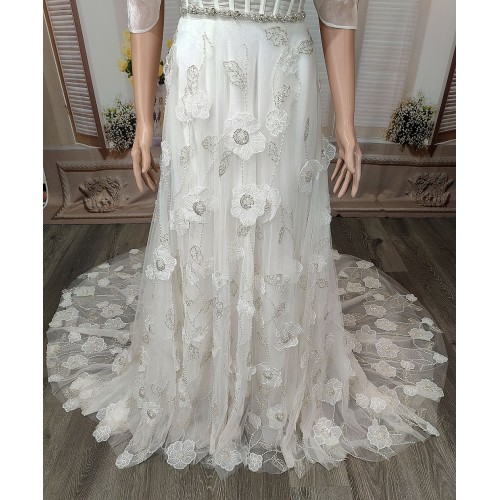 Wedding Dress -Luxury Embroidery Beaded 3-D Floral Laces A-Line- LV-A2007OS