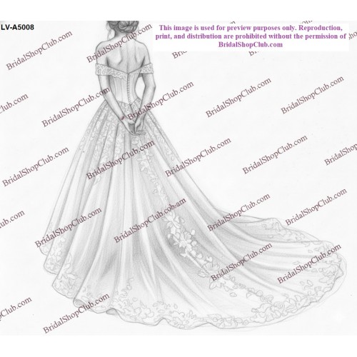 Crepe Corset and Vintage Tulle A-line with Off-Shoulder Straps Wedding Dress - LV-A5008