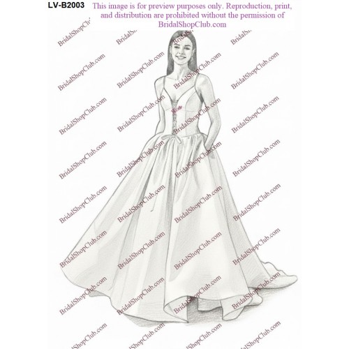 Contemporary Satin Ball Gown with Corset Detail and Pockets - LV-B2003