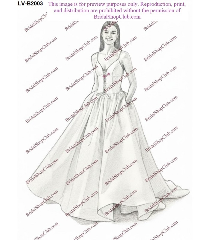 Contemporary Satin Ball Gown with Corset Detail and Pockets - LV-B2003