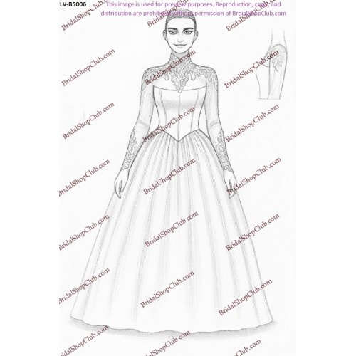 Matte Satin Ball Gown with Detachable Long-Sleeve Modesty Overlay - LV-B5006