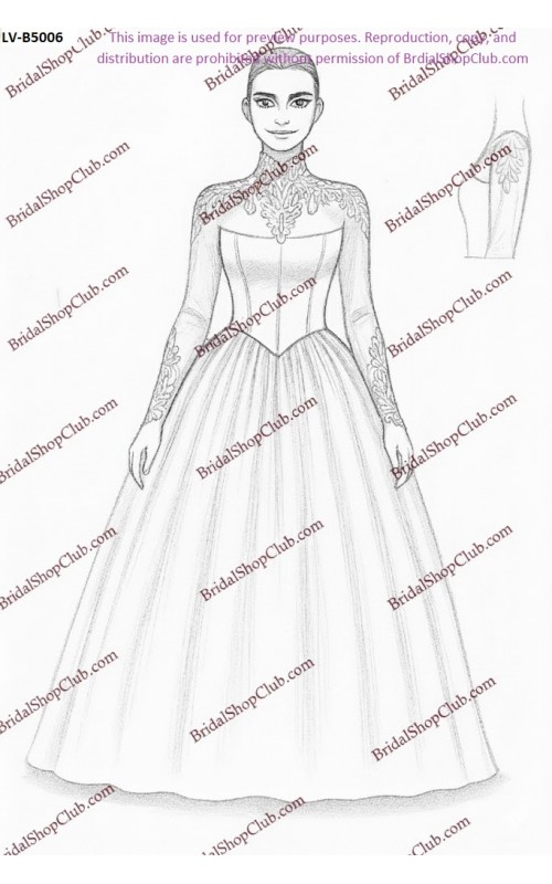 Matte Satin Ball Gown with Detachable Long-Sleeve Modesty Overlay - LV-B5006