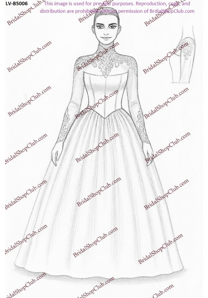 Matte Satin Ball Gown with Detachable Long-Sleeve Modesty Overlay - LV-B5006