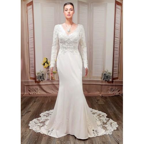 Long Sleeves Wedding Dress - LV-F6007