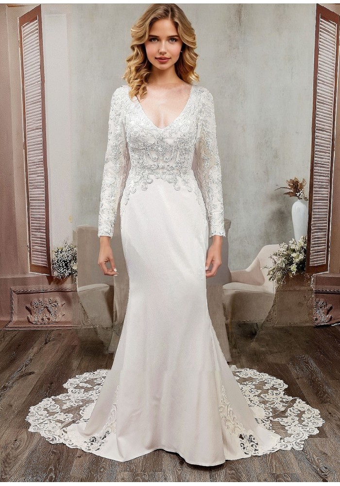 Long Sleeves Wedding Dress - LV-F6007