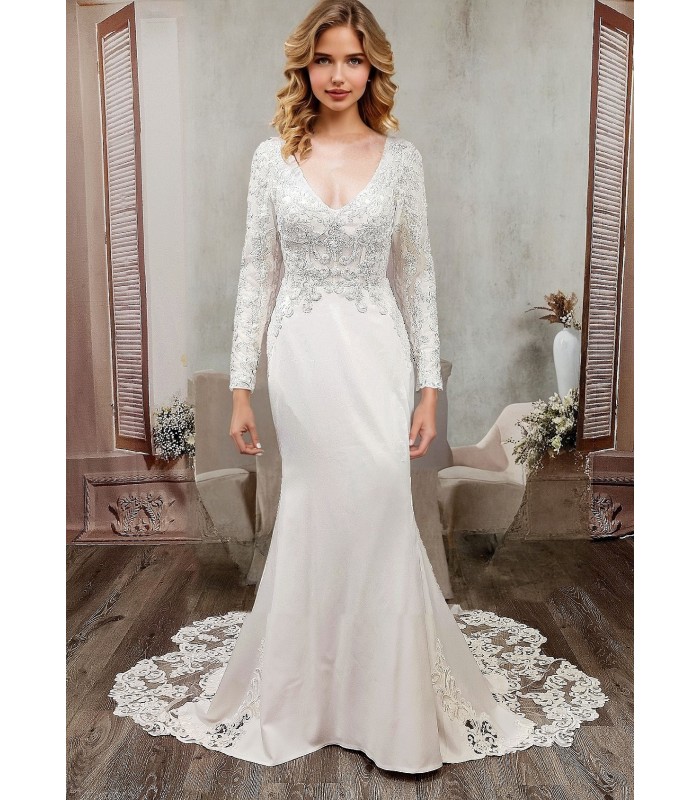 Long Sleeves Wedding Dress - LV-F6007