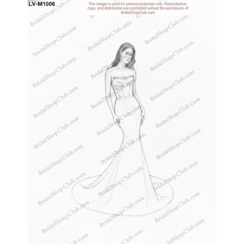 Chic Crepe Fit-and-Flare Wedding Dress with Ruching Cat-Eye Neckline and Illusion Corset Backline - LV-M1006