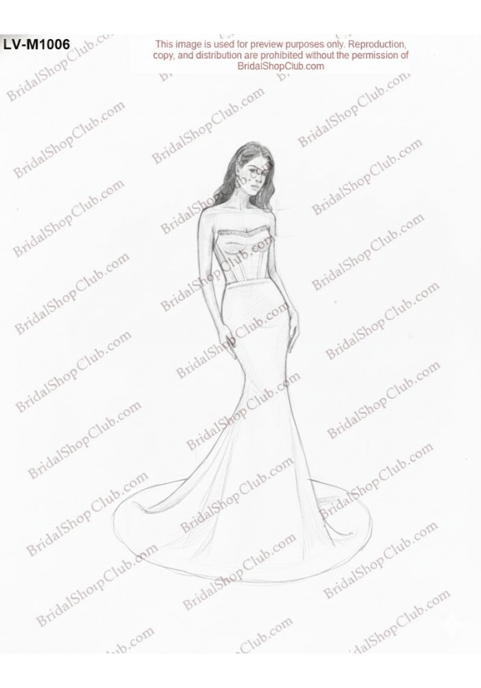 Chic Crepe Fit-and-Flare Wedding Dress with Ruching Cat-Eye Neckline and Illusion Corset Backline - LV-M1006