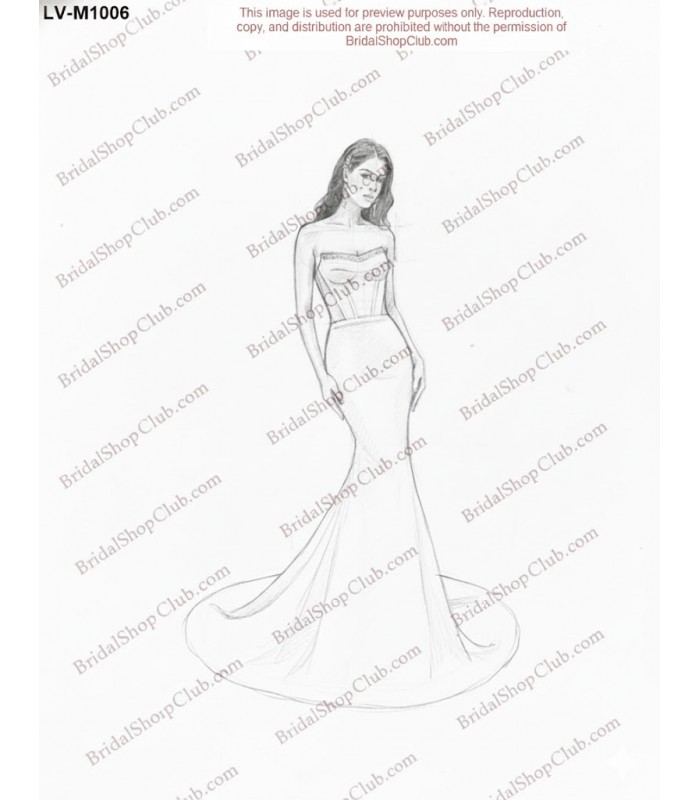 Chic Crepe Fit-and-Flare Wedding Dress with Ruching Cat-Eye Neckline and Illusion Corset Backline - LV-M1006