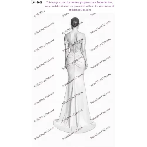 Opulent Convertible Matte Satin Sheath Gown with Sheer Corset Bodice and Detachable Overskirt -LV-S5001