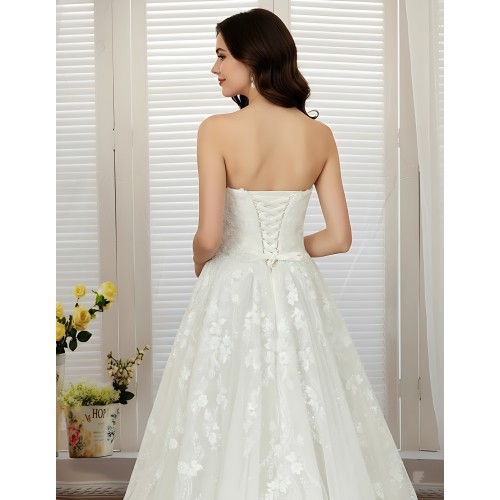 Ball Gown -Heavy Beaded and Sequined Floral Lace Appliqued Tulle Wedding Dress - MO-B1001