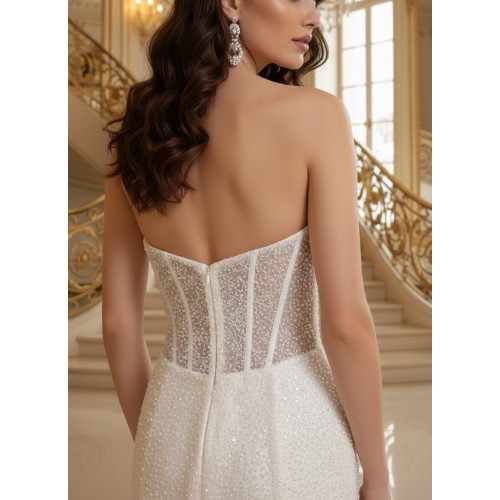 Strapless Sweetheart Dazzling Beaded and Sequined Fitted N Flare Wedding Gown  - MO-F1008