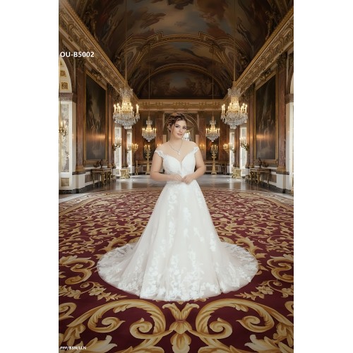 Ball Gown Off-Shoulder Semi-V cut Wedding Dress - OU-B5002